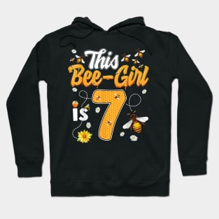 7Th Birthday Girl Bee Theme 7 Years Old Matching Party Hoodie